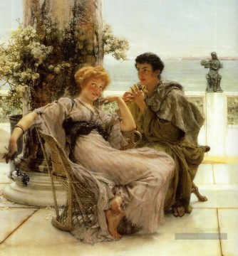 romantique romantisme Tableau Peinture - Courtship la proposition romantique Sir Lawrence Alma Tadema